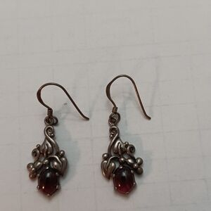 Elegant Silver and Red Earrings